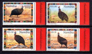 Namibia  1997 Helmeted Guineafowl Complete Mint MNH Set SC 871-874