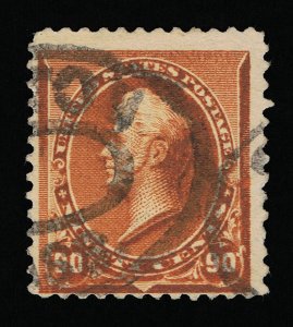 VERY AFFORDABLE GENUINE SCOTT #229 FINE USED 1890 ABNC 90¢ ORANGE BOSTON  #11533