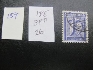 Germany 1921 USED SIGNED BPP MI. 185 SC 175  VF/XF 26 EUROS  (157)