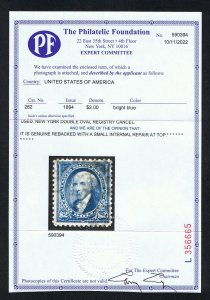 EXCELLENT GENUINE SCOTT #262 USED $2 MADISON FIRST BUREAU ISSUE PF CERT