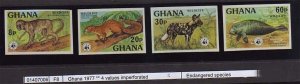 Ghana 1977 Sc 621-24 IMPERF. WWF set MNH