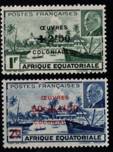 French Equatorial Africa  AEF Scott B36-B37 MH* 1944 Vichy stamp set