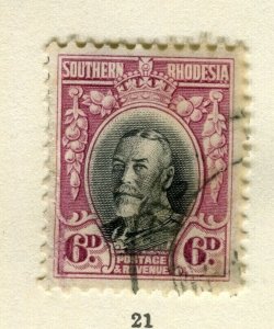 SOUTH RHODESIA; 1931 early GV type fine used 6d. value