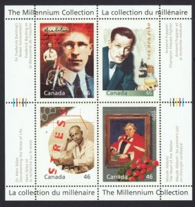 MILLENNIUM HISTORY = MEDICINE = Canada 2000 #1822 MNH PANE of 4 (#5)