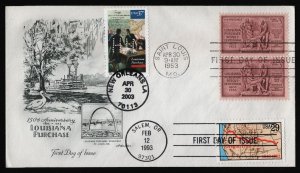 #1020 3c Louisiana Purchase, Artmaster-Triple Cancel FDC **ANY 5=FREE SHIPPING**