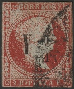 Cuba 1855 Sc 7 used small thin shifted watermark