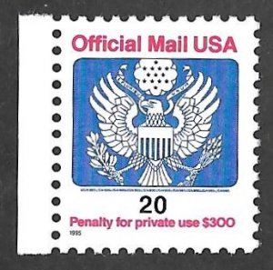 O155 20 cents eagle official (1995) Stamp mint OG NH VF