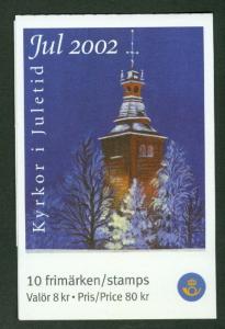 SWEDEN (H545) Scott 2450e, 2002 Christmas Churches booklet, VF