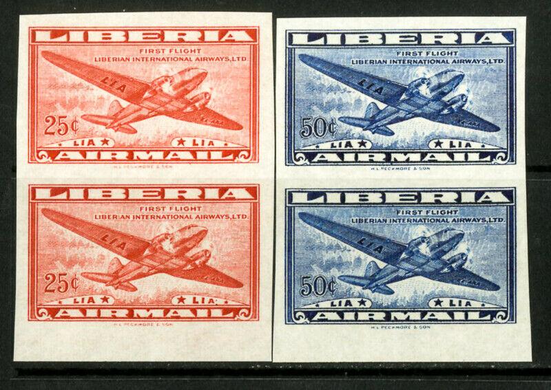 Liberia Stamps # C61-2 XF OG NH Imperf Pairs