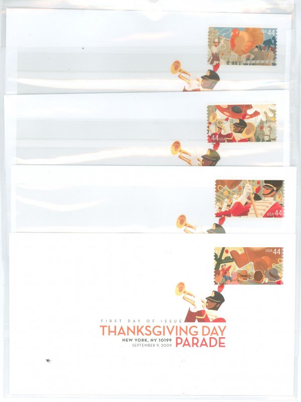 US 4417-4420 Thanksgiving Day Parade. Complete set of 4 unaddressed covers.