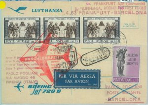 83059 - VATICANO - Postal History - FIRST FLIGHT: Frankfurt \ Barcelona  # E 35