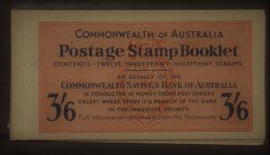 AUSTRALIA 1952 KGVI 31/2D BOOKLET 3/6 WITH WAXED INTERLEAVES MNH **