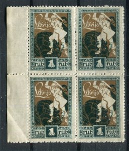 LATVIA; 1919-20 early Liberation of Kurzeme 1R. fine MINT Margin BLOCK