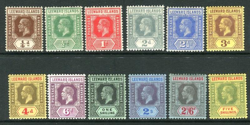 LEEWARD ISLANDS-1912-22  A lightly mounted mint set to 5/- Sg 46-57b