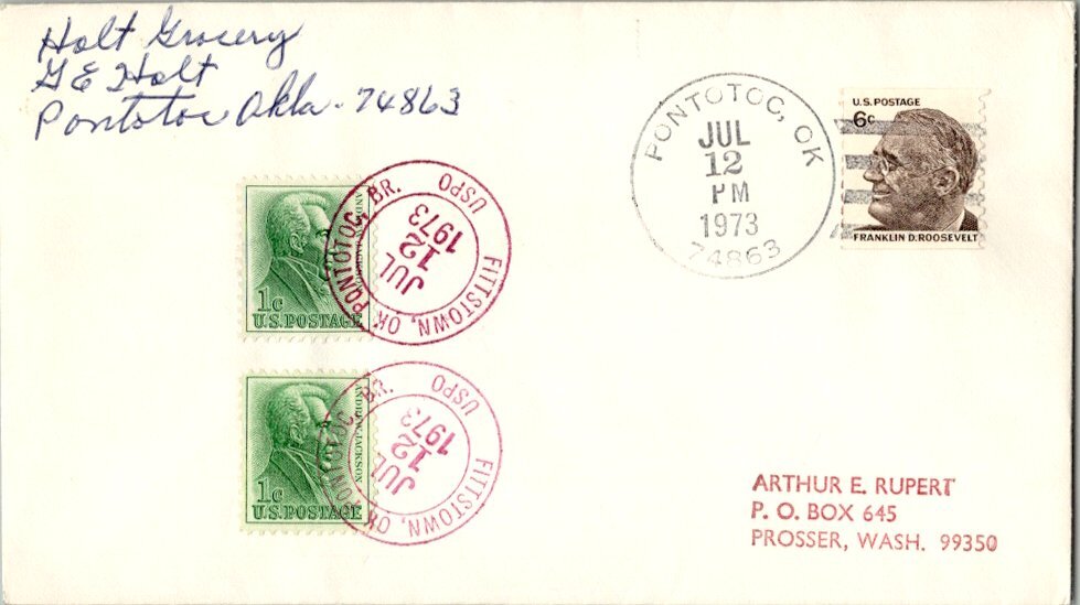 United States Oklahoma Pontotoc Rur. Br. Fittstown 1973 violet double