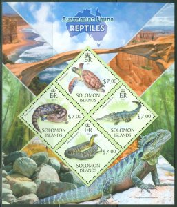 SOLOMON ISLANDS  2013 AUSTRALIAN FAUNA REPTILES  SHEET  MINT NH