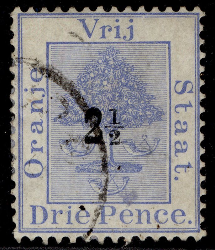 SOUTH AFRICA - Orange Free State QV SG83, 2½d on 3d ultramarine, FINE USED.