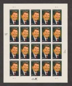 U.S. Scott #3897 Ronald Reagan Stamps - Mint NH Sheet - ML Plate