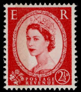 GB QEII SG614b, 2½d carmine-red TYPE I (1 band) PHOSPHOR, LH MINT. Cat £45.