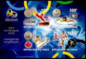 CONGO 2016 RIO OLYMPICS CHAMPIONS MEXICO MUNCHEN MONTREAL MOSCOW IMPERFORATED