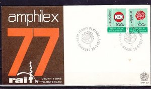 Indonesia, Scott cat. 999-1000. Amphilex 77 Stamp Expo. Rose. First day cover. ^