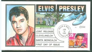 US 2724 1993 29c Elvis Presley (single) on an unaddressed FDC wtih a Collins Hand-Painted Cachet