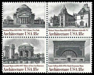PCBstamps    US #1928/1931a Block 72c(4x18c)Architecture, MNH, (14)