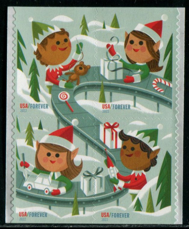5725a US (60c) Holiday Elves SA, MNH bklt blk/4