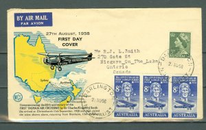 AUSTRALIA 1958 AVIATION VERY NICE FDC TO CANADA ...CACHET...#310