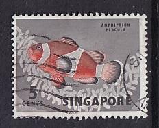 Singapore   #55  used   1962  Malayan fish   5c anemone fish