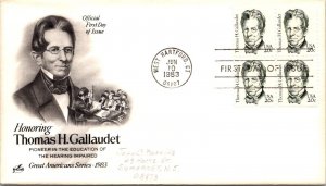 FDC 1983 SC #1861 Artcraft Cachet - West Hartford, CT - Block Of 4 - J4828