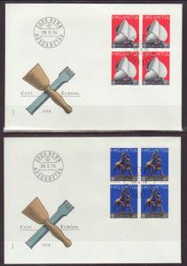 Switzerland 594-595 Europa B/4 1974 S/2 U/A FDC