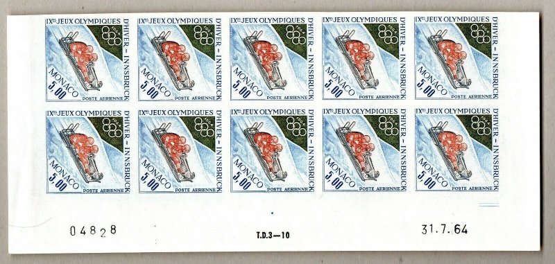 Monaco 654/7 PA83 imperforated block 10. 1964 Olympics 2 SCANS