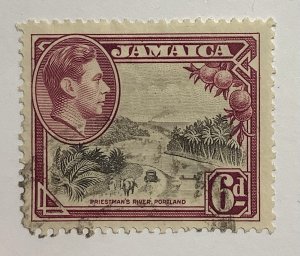Jamaica  1938  Scott 123 used - 6p, King George VI & Priestman's River, ...