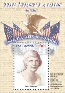 GAMBIA FIRST LADIES OF THE UNITED STATES - LOU HOOVER  S/S MNH