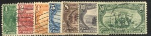 US 285 - 291 Early Commemoratives F - VF Used Lt Cancels  cv $347.25