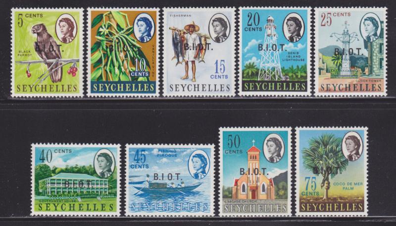 British Indian Ocean Territory 1-15 VF-MLH set nice colors scv $ 46 ! see pic !