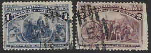 US #230-231 used. Columbian Exposition 1893.  Great Stamps.