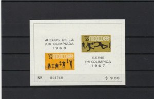 mexico 1967 olympics  mint never hinged stamps sheet ref r12604