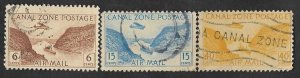 SE)1942 CANAL ZONE, GAILLARD'S DITCH, 3 USED STAMPS