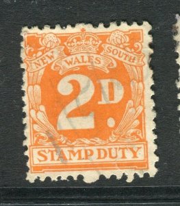 AUSTRALIA; NSW 1900s early classic Stamp Duty Revenue issue used 2d.