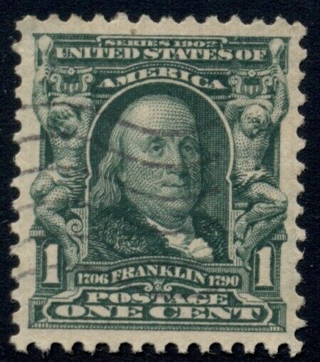 US #300, 1¢ blue green, used, PF certificate Grade XF 90