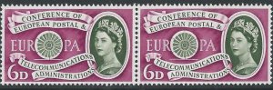 1960 CEPT Europa 6d in Pair - Listed Flaw - Broken Diadem - MNH 