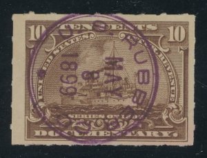 USA R168 - 10 cent Documentary with Violet US Rubber Co 1899 hand stamp