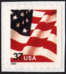 SC#3625 (37¢) Flag Booklet Single (2002) SA