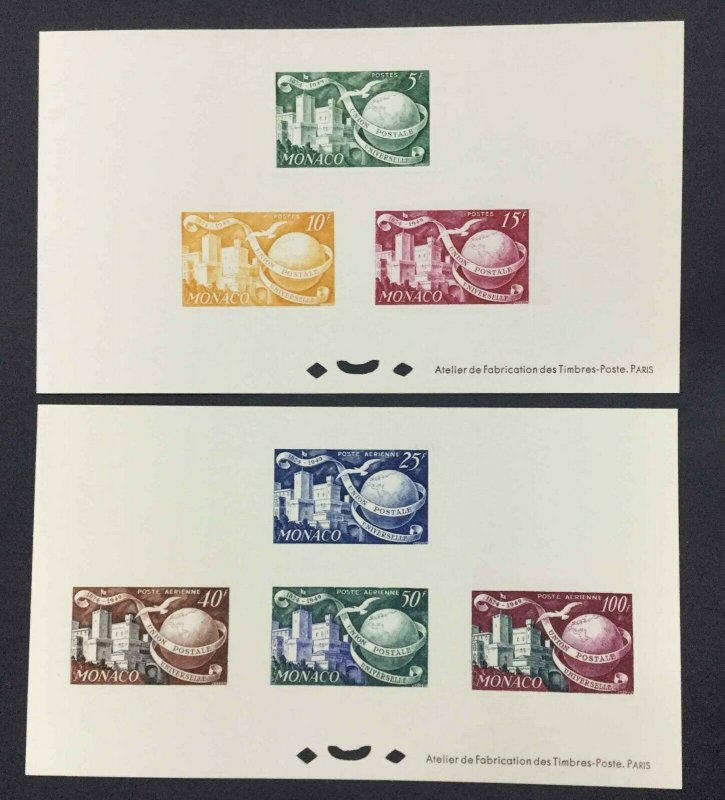 MOMEN: MONACO 1949 SHEETS UPU PROOF ON CARD LOT #63466