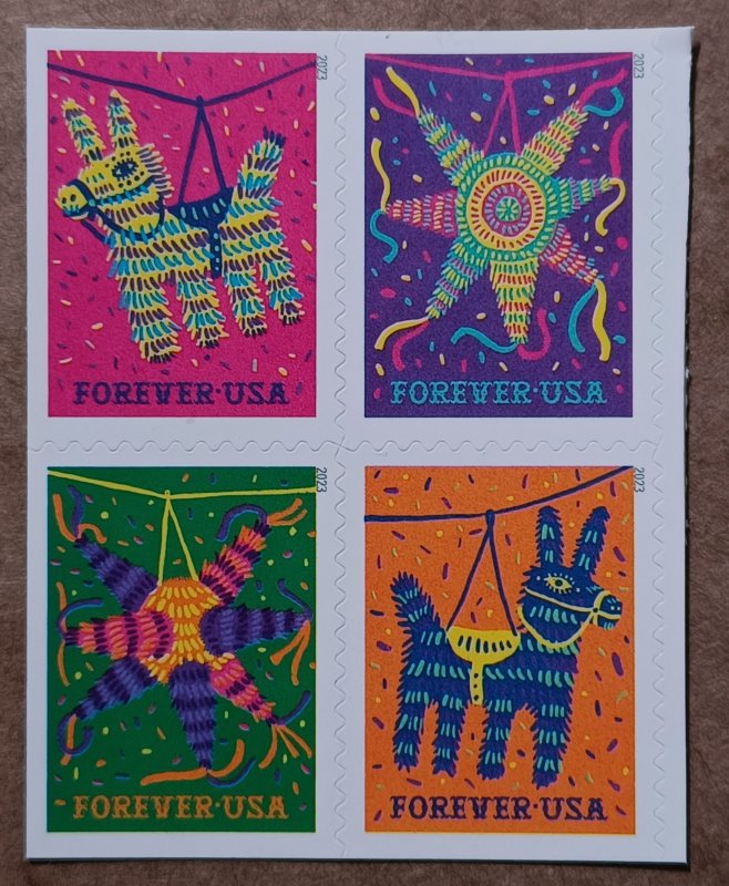 United States 5812-5815 5815a (66c) Piñatas MNH block of four (2023)