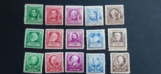 Scott # 859-893; Complete set of 35, Famous Americans, MNH, F/VF+ centering