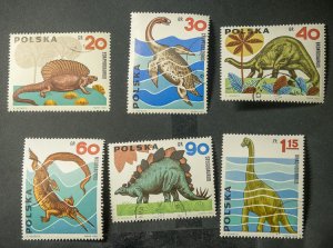 Poland #1307-1312 USED low part of set dinosaurs