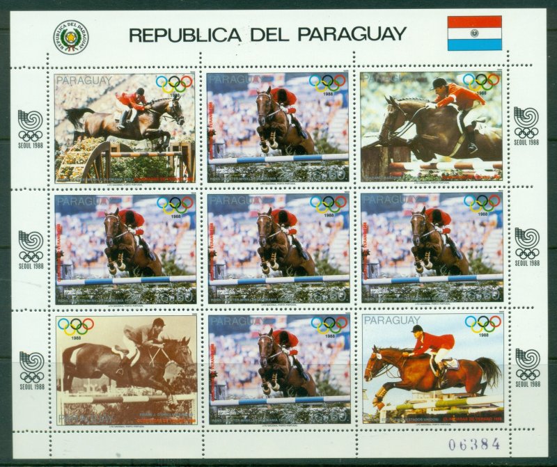 Paraguay 1988 Summer Olympics Seoul 60g Hans Gunter Winkler MS MUH (XL Shipping)